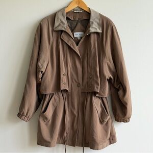 Carlo Briani Women’s Utility Jacket Brown Zip Front Removable Liner Size L